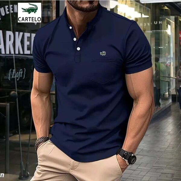 Leisure sports new short-sleeved Polo shirt men's hot sales stand collar daily pullover summer fashion men's clothing - Image 3