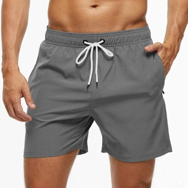 Fashion Beach Shorts Elastic Closure Men's Swim Trunks Quick Dry Beach Shorts With Zipper Pockets - Image 6