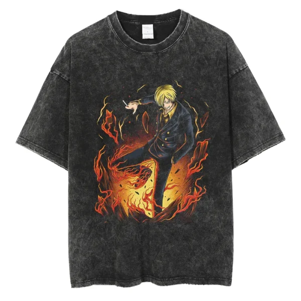 Men Washed T Shirt Streetwear Anime ONE PIECE Graphic Print T-Shirt Unisex Vintage Anime Tops Cotton Summer Short Sleeve Tshirt - Image 12