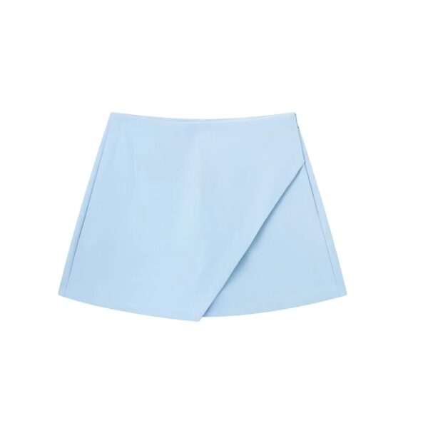 KONDALA Women Fashion 2023 Casual Mini Asymmetrical Skirts Shorts High Waist Back Pockets Wide Leg Skirts Zipper Female Shorts - Image 21