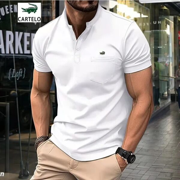 Leisure sports new short-sleeved Polo shirt men's hot sales stand collar daily pullover summer fashion men's clothing - Image 2