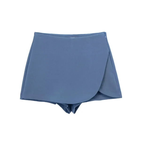 KONDALA Women Fashion 2023 Casual Mini Asymmetrical Skirts Shorts High Waist Back Pockets Wide Leg Skirts Zipper Female Shorts - Image 10