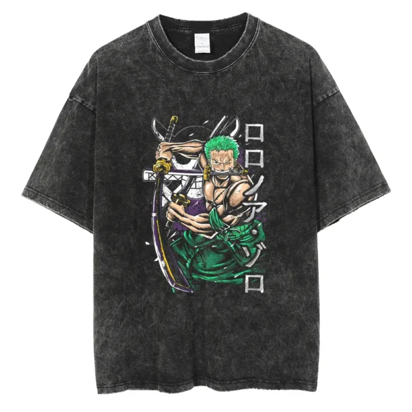 Men Washed T Shirt Streetwear Anime ONE PIECE Graphic Print T-Shirt Unisex Vintage Anime Tops Cotton Summer Short Sleeve Tshirt - Image 15