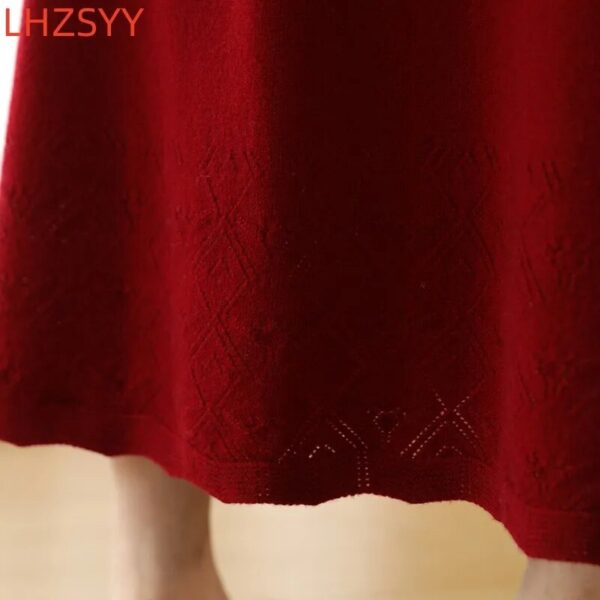 LHZSYY 100% Pure Wool Skirt Ladies Autumn Winter Loose Long High Waisted A-Line Cashmere Skirts Knitted Versatile Bag Hip Skirts - Image 6