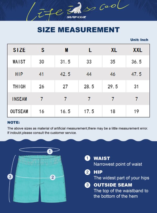 SURFCUZ Men's Swim Shorts Quick Dry Beach Board Shorts with Mesh Lining 7 Inch Inseam Bathing Suits Mens Swimming Trunks - Image 6