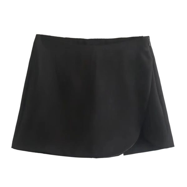 KONDALA Women Fashion 2023 Casual Mini Asymmetrical Skirts Shorts High Waist Back Pockets Wide Leg Skirts Zipper Female Shorts - Image 8