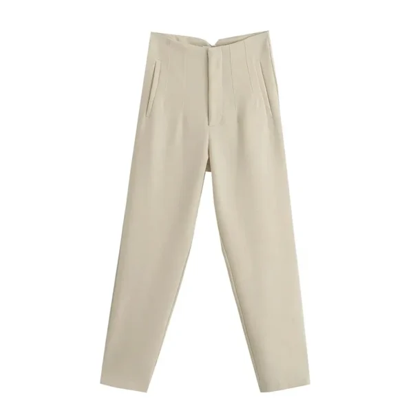 KONDALA Women Light Blue Chic Fashion Office Wear Straight Pants Vintage High Waist Zipper Fly Female Trousers Fashion 2023 - Image 7