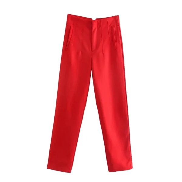 KONDALA Women Light Blue Chic Fashion Office Wear Straight Pants Vintage High Waist Zipper Fly Female Trousers Fashion 2023 - Image 26