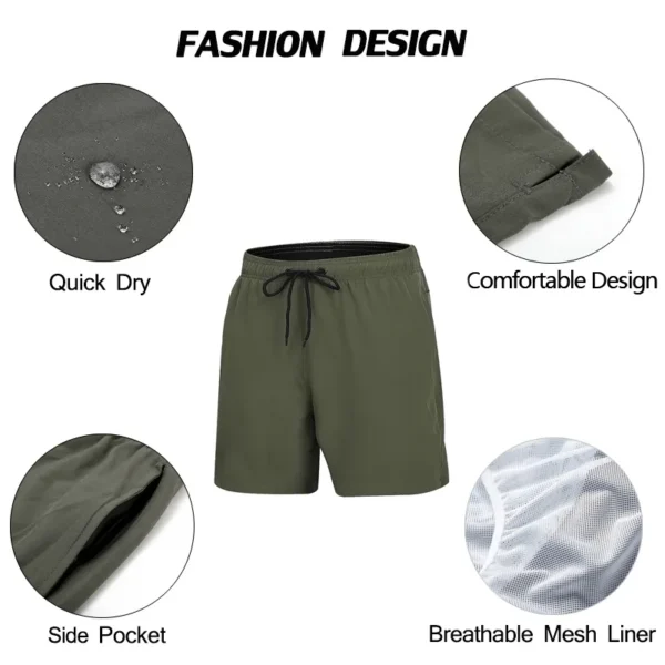 Escatch Brand 2023 Men's Stretch Swim Trunks Quick Dry Beach Shorts With Zipper Pockets and Mesh Lining - Image 4
