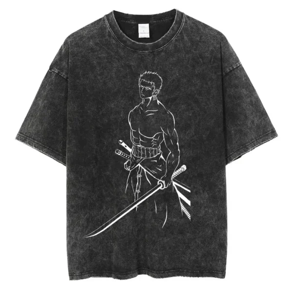 Men Washed T Shirt Streetwear Anime ONE PIECE Graphic Print T-Shirt Unisex Vintage Anime Tops Cotton Summer Short Sleeve Tshirt - Image 36